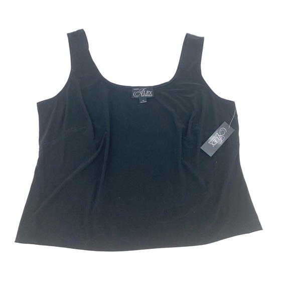 Alex Evenings Tops - Alex Evening Black Stretchy Tank Top 1X